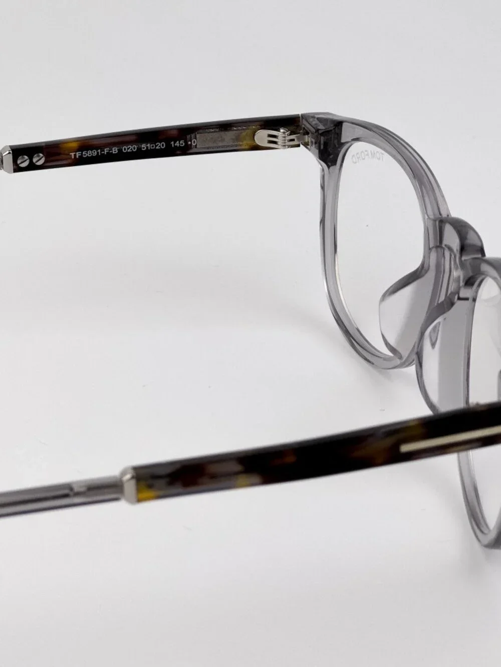 Tom Ford FT5891-F-B 020 Unisex Eyeglasses Grey Round Frame Blue Light Block